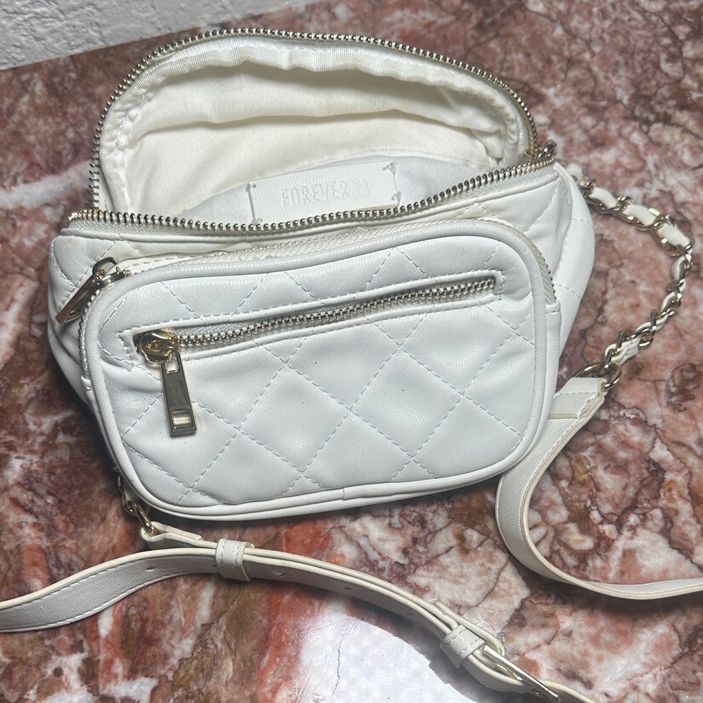 Forever 21 Ivory Quilted Crossbody Bag